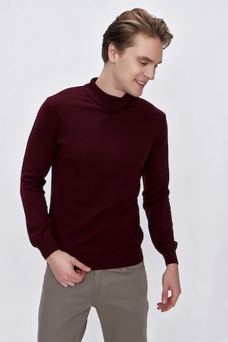 Morven Basic Dinamik Fit Rahat Kesim Yarım Balıkçı Yaka Triko Kazak 99kc017002752 Koyu Bordo
