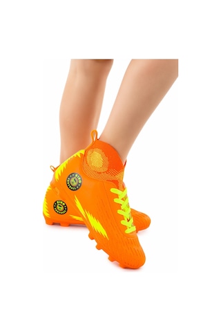 Kiko Kids 142 Fkp Boğazlı Krampon Çim Saha Erkek Çocuk Futbol Ayakkabı Turuncu - Sarı Sarı - Turuncu