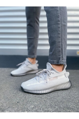 Mevese Morven Erkek , Kadın Triko Sneaker Ayakkabı Günlük Bağcıklı Hafif Spor Modeli - Gri
