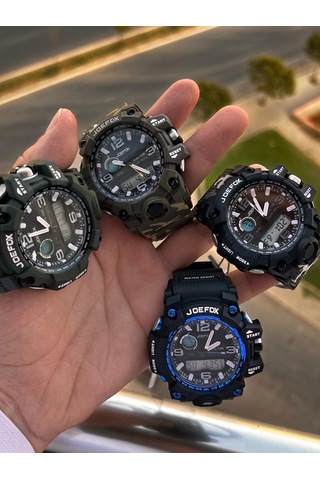 Joefox Digital Ve Analog 2 Yıl Garantili Kronmetre+takvim+alarm+aydınlatma Erkek Kol Saati Joe.bk18 Siyah - Kırmızı