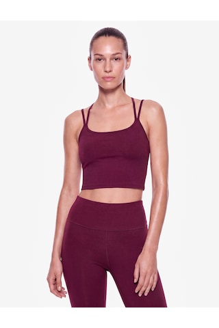 Koton Çapraz Askılı Crop Spor Atlet Slim Fit Sırt Detaylı Mürdüm 7wak30112nk 64x