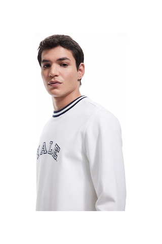 Koton Uzun Kollu Çizgi Detaylı Bisiklet Yaka Lisanslı Yale Baskılı Sweatshirt Beyaz 5sam70048mk Beyaz