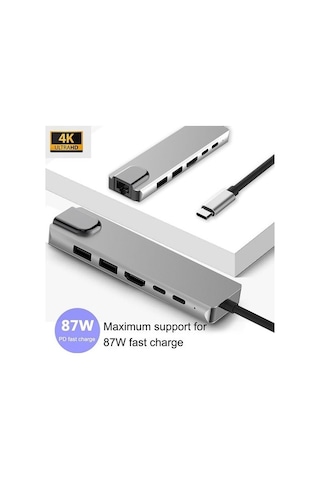 VİZY10 Dizüstü Bilgisayar Uyumlu 6 In 1 Type-C To  4K HDMI Tv Pro