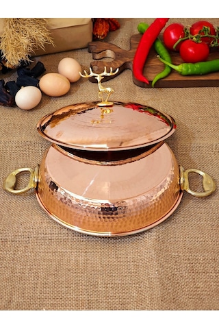 Modabakır Bakır Kapaklı Tava 18 Cm Model:ss5569 Bakır