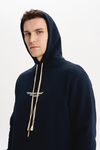 AR-MA Arma Erkek Kapüşonlu Sweatshirt Örme 3 İplik Şardonlu, Yazı Baskılı,cepsiz,sade Ve Şık, Regular Fit K30254628802 Lacivert