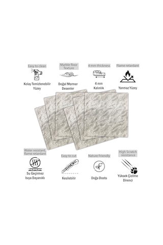 3 Boyutlu Duvar Paneli Kabartmalı Salon Desen Pvc 41x41 Cm/ 6 Adet /1 M² Mermer