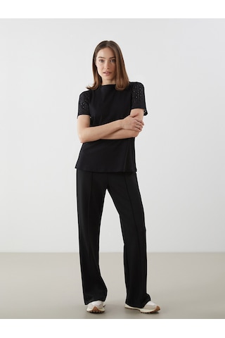 Lcw Comfort Siyah Düz %100 Pamuklu Kadın Tişört