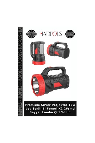 Premium Silver Projektör 15w Led Şarjlı El Feneri X2 26smd Seyyar Lamba Çift Yönlü