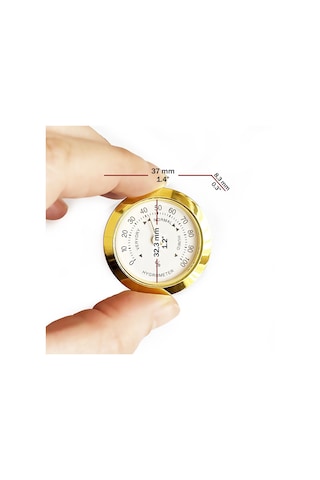 Metal Humidor Higrometresi ve Nemlendirici Haznesi Seti Sarı