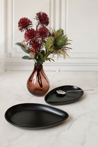 Keramika Mat Siyah Serenity Kayık Tabak 24 Cm 2 Adet 956 Siyah