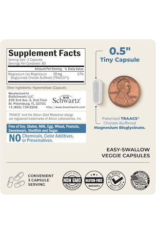 Bioschwartz Magnesium Bisglycinate Bone & Joint Support 180 Caps Aromasız