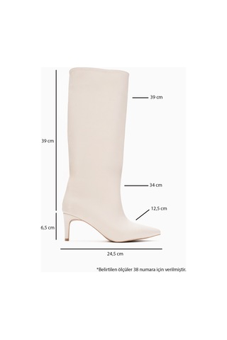 Luvishoes Camila Bej Cilt Kadın Topuklu Çizme Bej