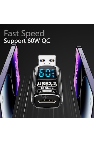 3.2 To Type C Dönüştürücü 60w Hızlı Şarj 10gbps Veri Transferi Ekran Otggf