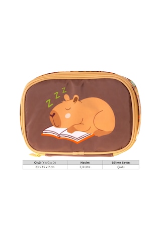 Kaukko Kids Clever Baskılı Kahverengi Erkek Çocuk Organizer Kalem Çantası - Kalemlik - L5377