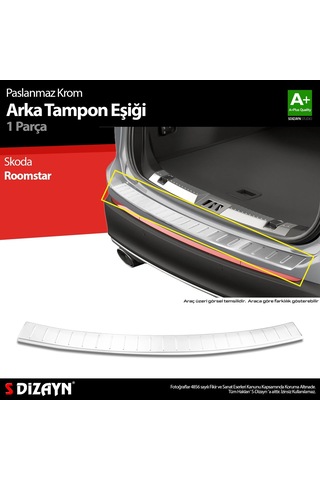 S-dizayn Skoda Roomstar Krom Arka Tampon Eşiği 2006-2016 A+ Kalite