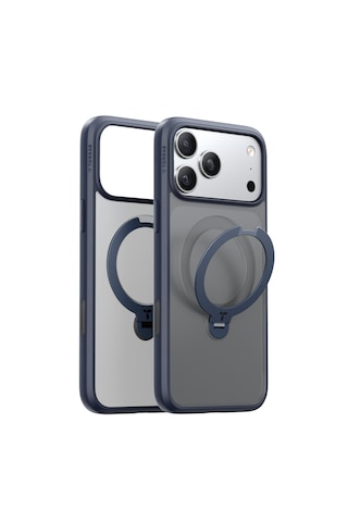 Torras Apple iPhone Uyumlu 17 Pro Max O Stand Spin Serisi Magsafe Kılıf Lacivert