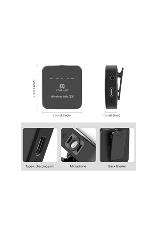 Springsun Puluz Pu646b Kablosuz Mikrofon Sistemi 1 Alıcı Ve 1 Verici İle 10m İletim Menzili Dahili Pil Android Telefonlar Bilgisayar