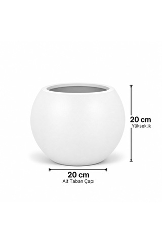 20x20 Cm Yuvarlak Dekoratif Saksı İçlikli, Modern Tasarım Salon Ve Bahçe Saksısı 9 Litre -