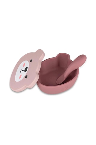 Tum Tum Silikon Vakumlu, Kapaklı Kase ve Kaşık Seti - Betsy Bear