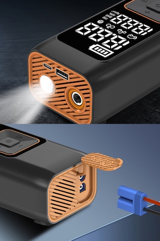 Akü Takviye Jump Starter 8000mah Araç Marş Basma Cihazı Takviye Kompresör Lastik Şişirme Hava Pompası