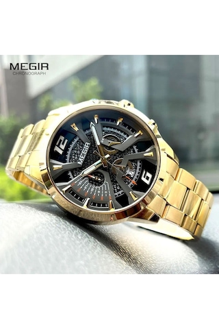 Megır 2221 Tüm Fonksiyonları Aktif Erkek Kol Saati Sarı