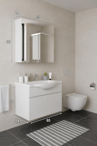 Tr Kahire 65 Cm Mdf Banyo Dolabı Seti Beyaz Diğer