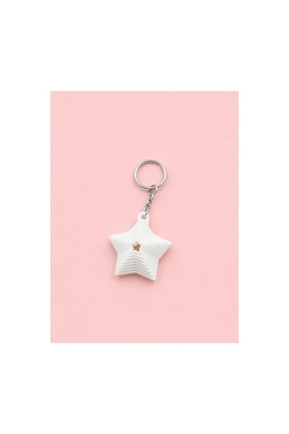 Tarzınıseç 3d Beyaz Yıldız Anahtarlık Charm 2'li Set