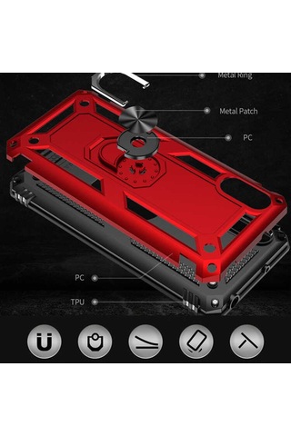 Xiaomi Redmi 9A Yüzüklü Standli Vega Kilif Ekran Koruyucu 510330700