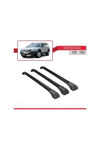 Volvo Xc70 Au 2000-2008 Arası İle Uyumlu Ace-1 Ara Atkı Tavan Barı Siyah 3 Adet Bar