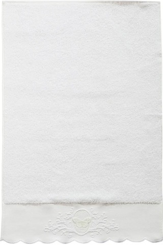 Beyaz Kelebek Nakışlı Pamuku Yüz Havlusu 50x80 Cm