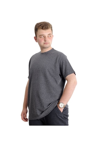 Mode Xl Büyük Beden Erkek T-shirt Bisiklet Yaka Waffle 20033 Siyah Siyah