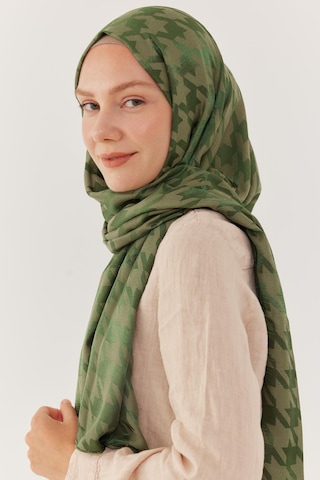 Mirsoy Scarf Kazayağı Desen Parlak Jakar Şal - Yeşil Yeşil