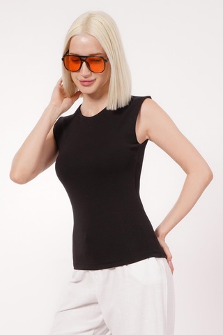 Seeh Siyah Kadın Basic Slim Fit T-shirt Sh250