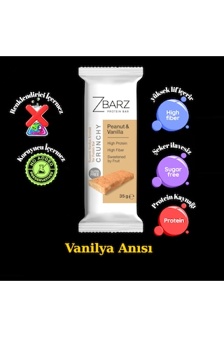 Zbarz Crunchy Susamlı Vanilya Aromalı Yer Fıstıklı Proteinli Bar 12 x 35 G