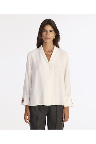 Yargıcı Geniş Şal Yaka Uzun Kol Gömlek 25kkgm6023x 006 Ekru