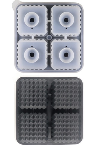 Reedark Yemek Grubu Silikon Buz Kalıbı, 4'lü Kare Buz Küpü, Yavaş Eriyen Whiskey Ve Kokteyller İçin Ev Kullanıma Uygun, Tekrarlı Kullanım, Lacivert Çok Renkli