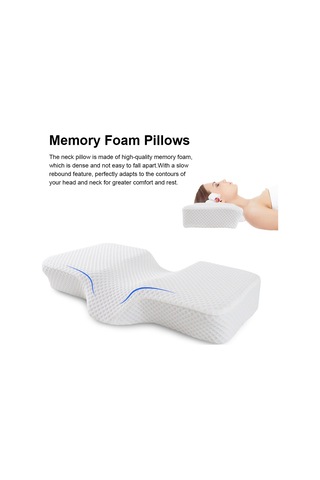 Reedark Boyun Ağrısını Rahatlatan Hafızalı Köpük Ortopedik Yastık - Nefes Alabilir Kılıflı Lacivert