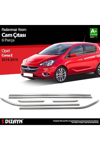 S-Dizayn Opel Corsa E Krom Cam Çıtası 6 Prç. 2015-2019