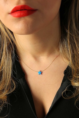 Moom Mücevherat Kadın 14 Ayar Altın Mavi Sedef Opal Taşlı N11.40303