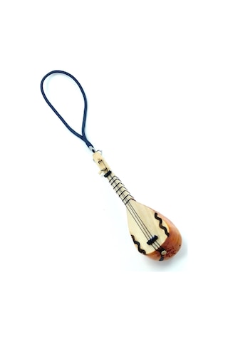 Ahşap Küçük Bağlama Dikiz Ayna Süsü El Yapımı Hediyelik Aksesuar 10 Cm, Minyatür Saz