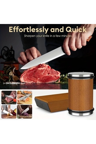 Techbloom Siyah 400 1000 Bıçak Bileyici Manyetik Bıçak Askısı 15 Ve 20 Derece Açılı Elmas Bileme Taşı Seti Mutfak Aksesuarı