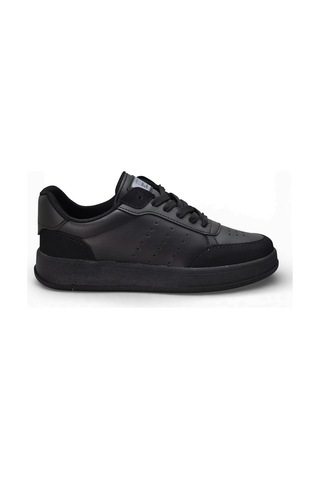 Papatay 1011 Hazır Taban Unisex Spor Ayakkabı Bağcıklı Rahat Sneaker Siyah
