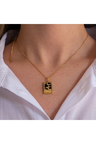 Çelik Kolye Ay Işığında Çiçek Model - K-131 Altın