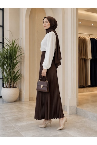 Esra Butik78 Lamine Denye Piliseli Etek 90 Cm Standart Beden 38-44 Uyumlu Siyah