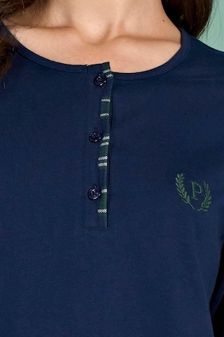 Gd Goldoremi Kadın Pamuklu Rahat Kalıp Düğmeli Ekose Desenli Uzun Kollu Pijama Takımı Lacivert
