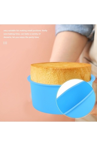 Fastbuy 6 Adet Yuvarlak Yapışmaz Silikon Kek Kalıbı Seti - 4 Inç, Muffin, Tart, Kurabiye, Brownie Yapımı İçin, Mavi Mavi