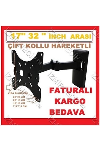 32" İnç Çift Kollu 80 82 Ekran Lcd Led Tv Hareketli Duvar Askı