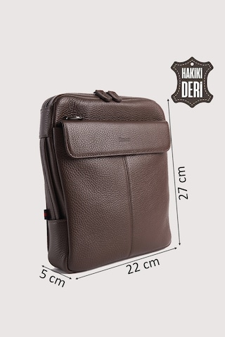 Hakiki Deri Erkek El Çantası Kahverengi Smr9280 Kahverengi