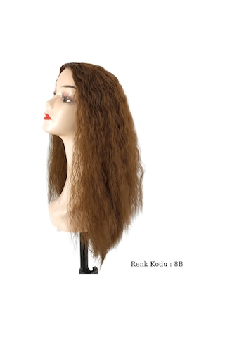 Peruk Ankara Fiber Sentetik Afro Su Dalgası Peruk Kumral No-8b