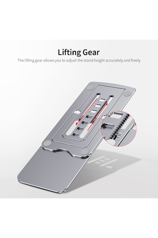 Xiyyadms Gri Alüminyum Masaüstü Tutucu - 7 Seviye Yükseklik Ayarlı, Katlanabilir Ve İnce Tasarım - Telefon Ve 12 İnç Tablet Uyumlu Gri